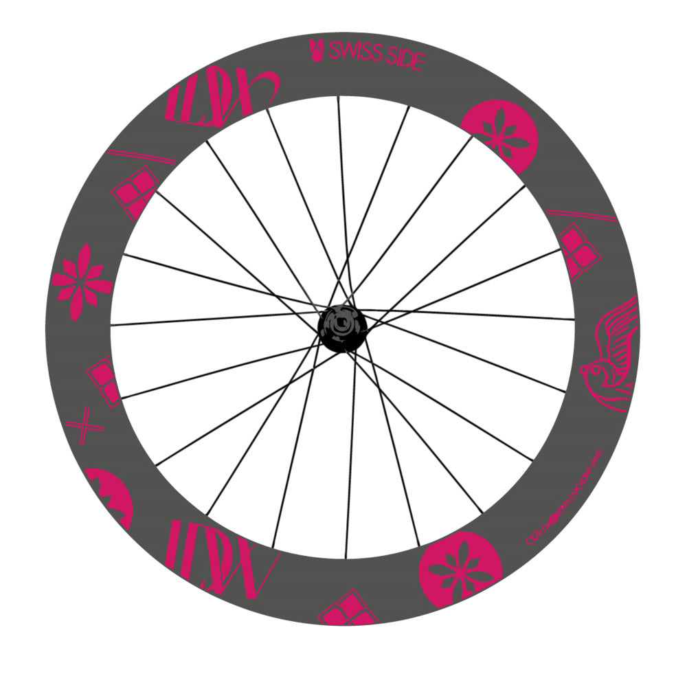 Stickers for Swiss Side HADRON³ Ultimate Sam Laidlow Special Edition, Road Wheel vinyl decals - Dark Pink