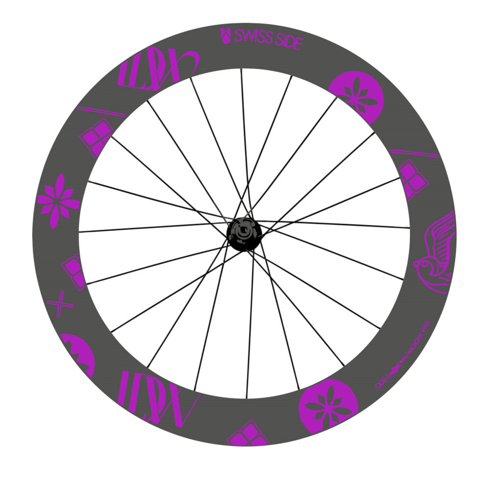 Stickers for Swiss Side HADRON³ Ultimate Sam Laidlow Special Edition, Road Wheel vinyl decals - Violet Pink