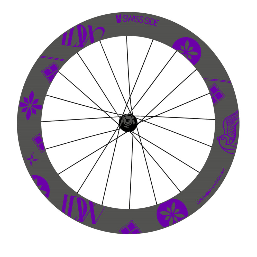 Stickers for Swiss Side HADRON³ Ultimate Sam Laidlow Special Edition, Road Wheel vinyl decals - Violet