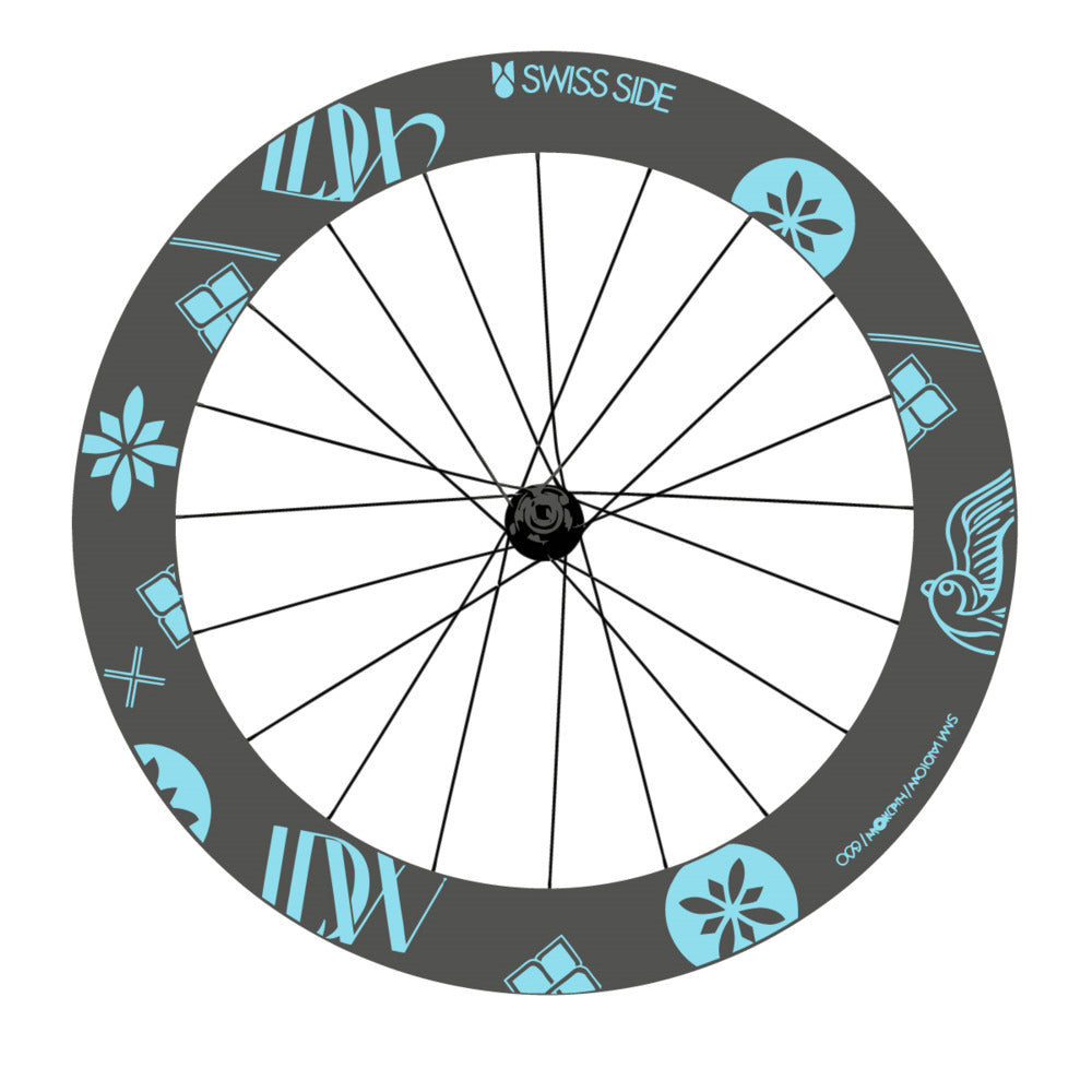 Stickers for Swiss Side HADRON³ Ultimate Sam Laidlow Special Edition, Road Wheel vinyl decals - Sky Blue