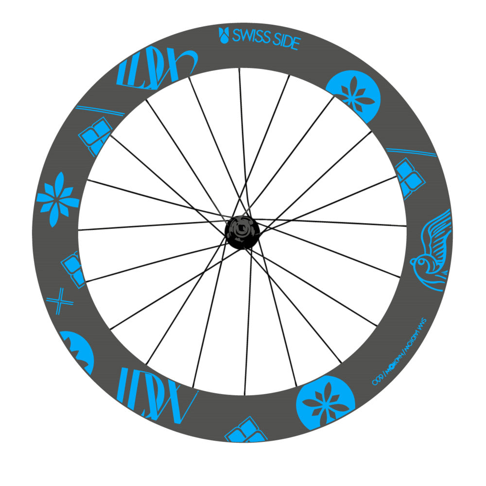 Stickers for Swiss Side HADRON³ Ultimate Sam Laidlow Special Edition, Road Wheel vinyl decals - Light Blue