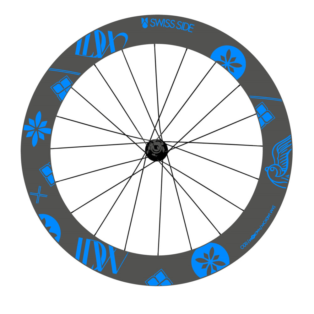 Stickers for Swiss Side HADRON³ Ultimate Sam Laidlow Special Edition, Road Wheel vinyl decals - Luminous Cyan
