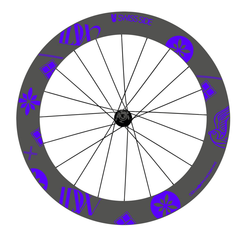 Stickers for Swiss Side HADRON³ Ultimate Sam Laidlow Special Edition, Road Wheel vinyl decals - Reflex Blue