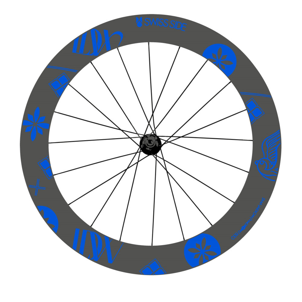 Stickers for Swiss Side HADRON³ Ultimate Sam Laidlow Special Edition, Road Wheel vinyl decals - Sea Blue