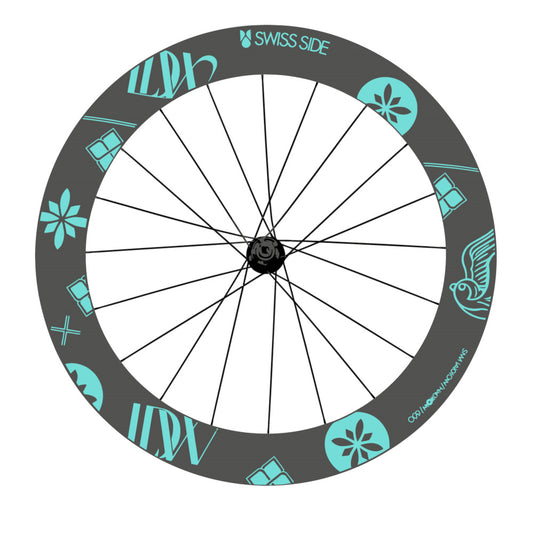Stickers for Swiss Side HADRON³ Ultimate Sam Laidlow Special Edition, Road Wheel vinyl decals - Blue Green