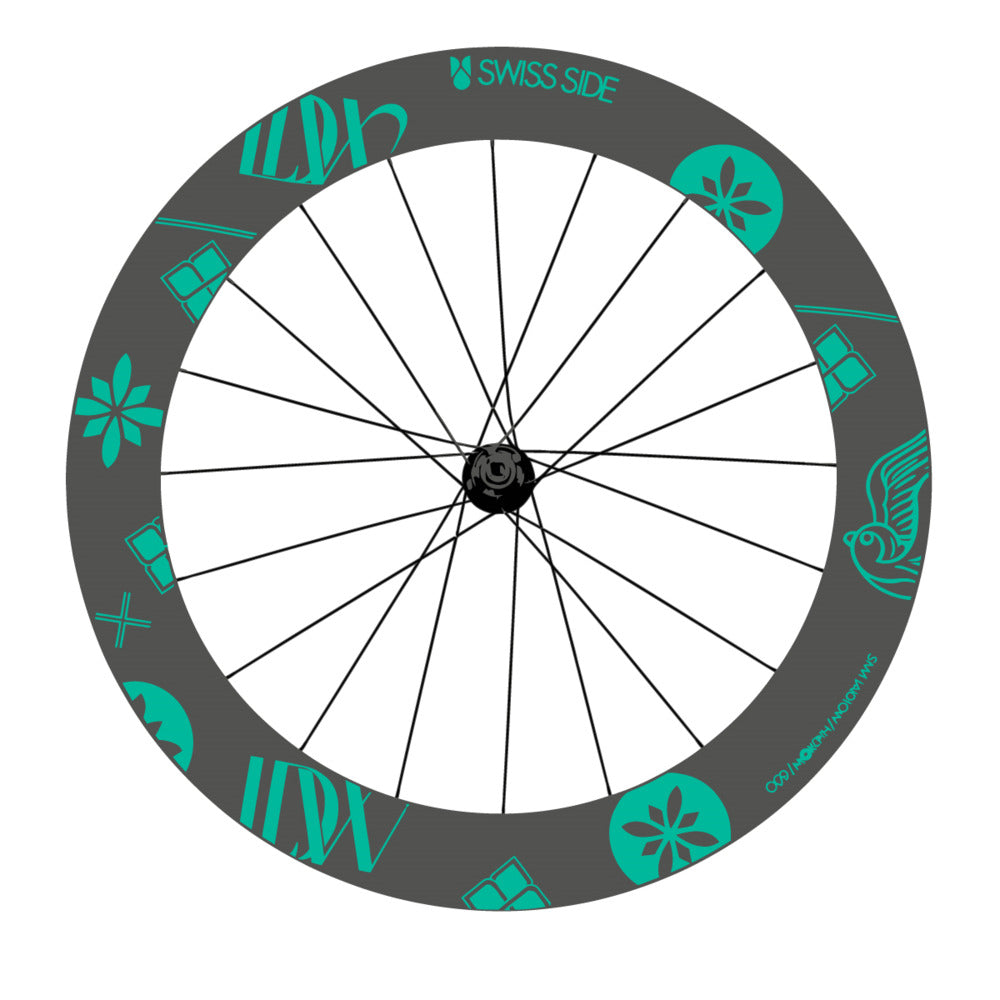 Stickers for Swiss Side HADRON³ Ultimate Sam Laidlow Special Edition, Road Wheel vinyl decals - Green Turquoise
