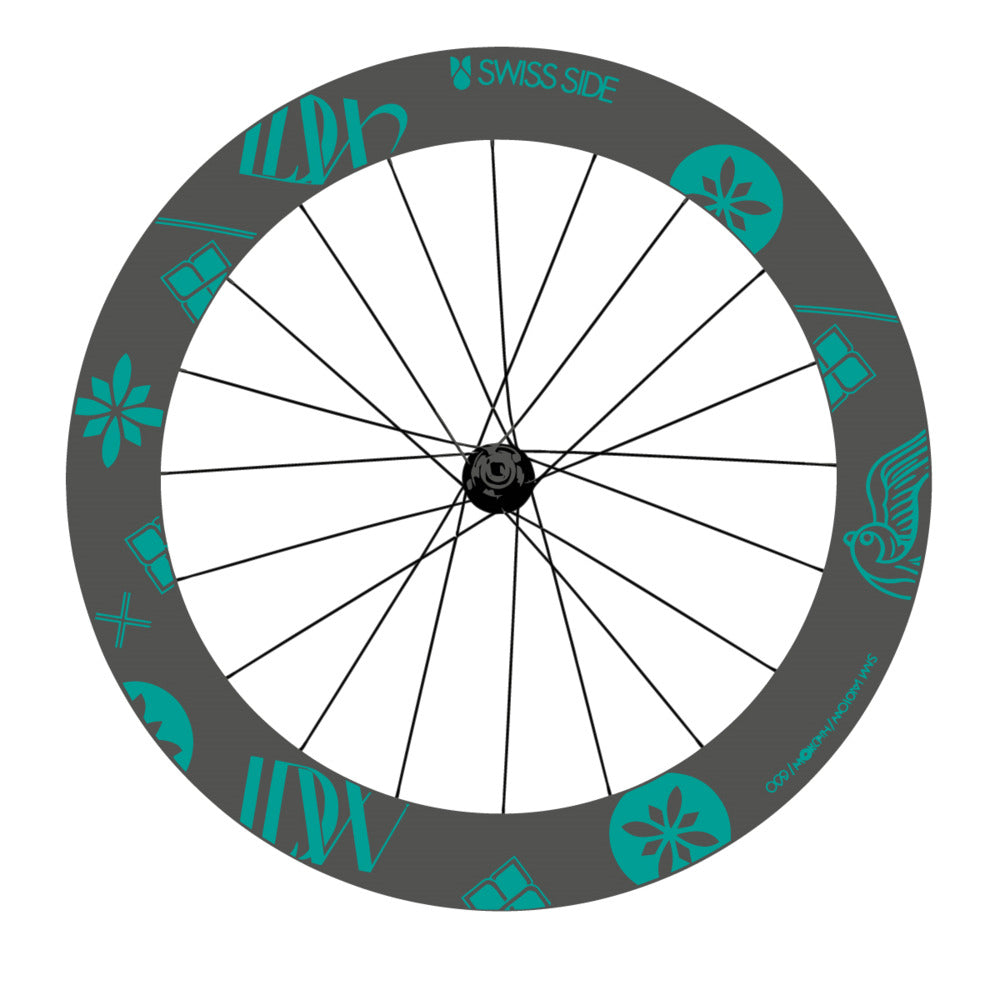 Stickers for Swiss Side HADRON³ Ultimate Sam Laidlow Special Edition, Road Wheel vinyl decals - Petrol Turquoise