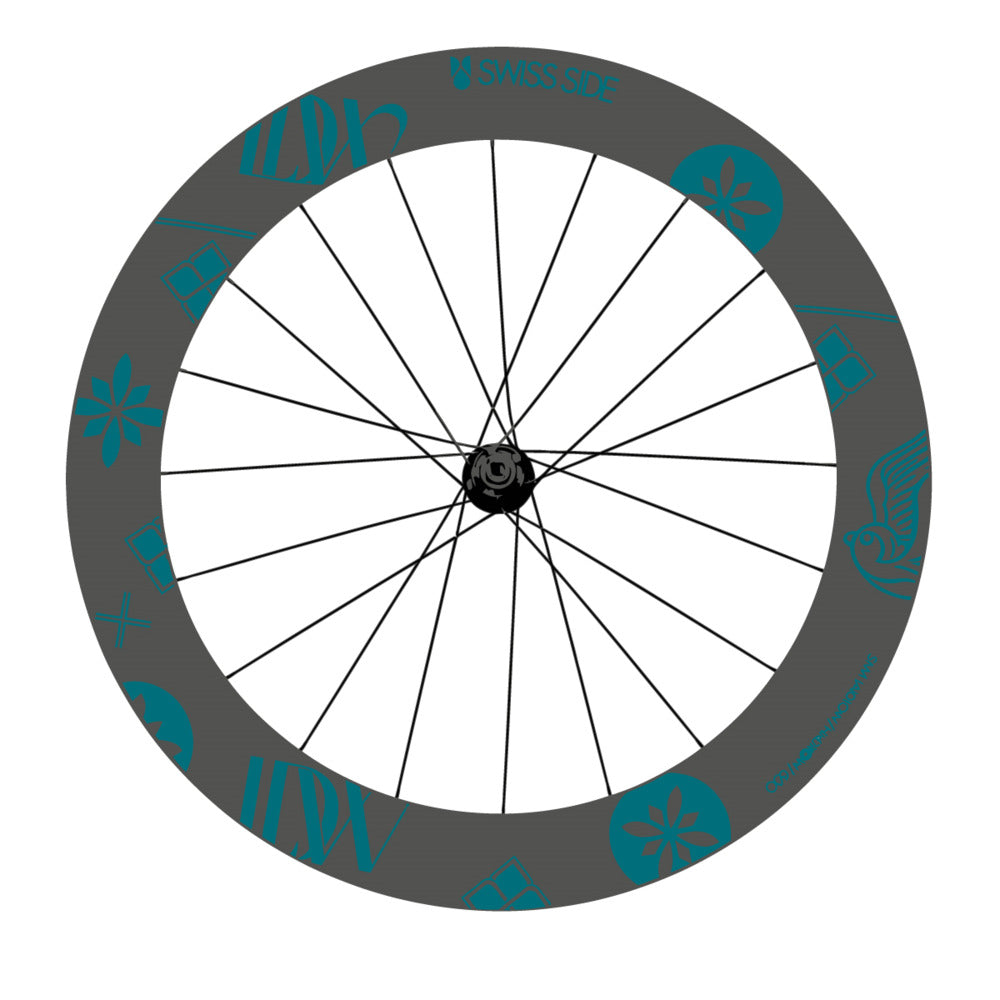 Stickers for Swiss Side HADRON³ Ultimate Sam Laidlow Special Edition, Road Wheel vinyl decals - Dark Turquoise