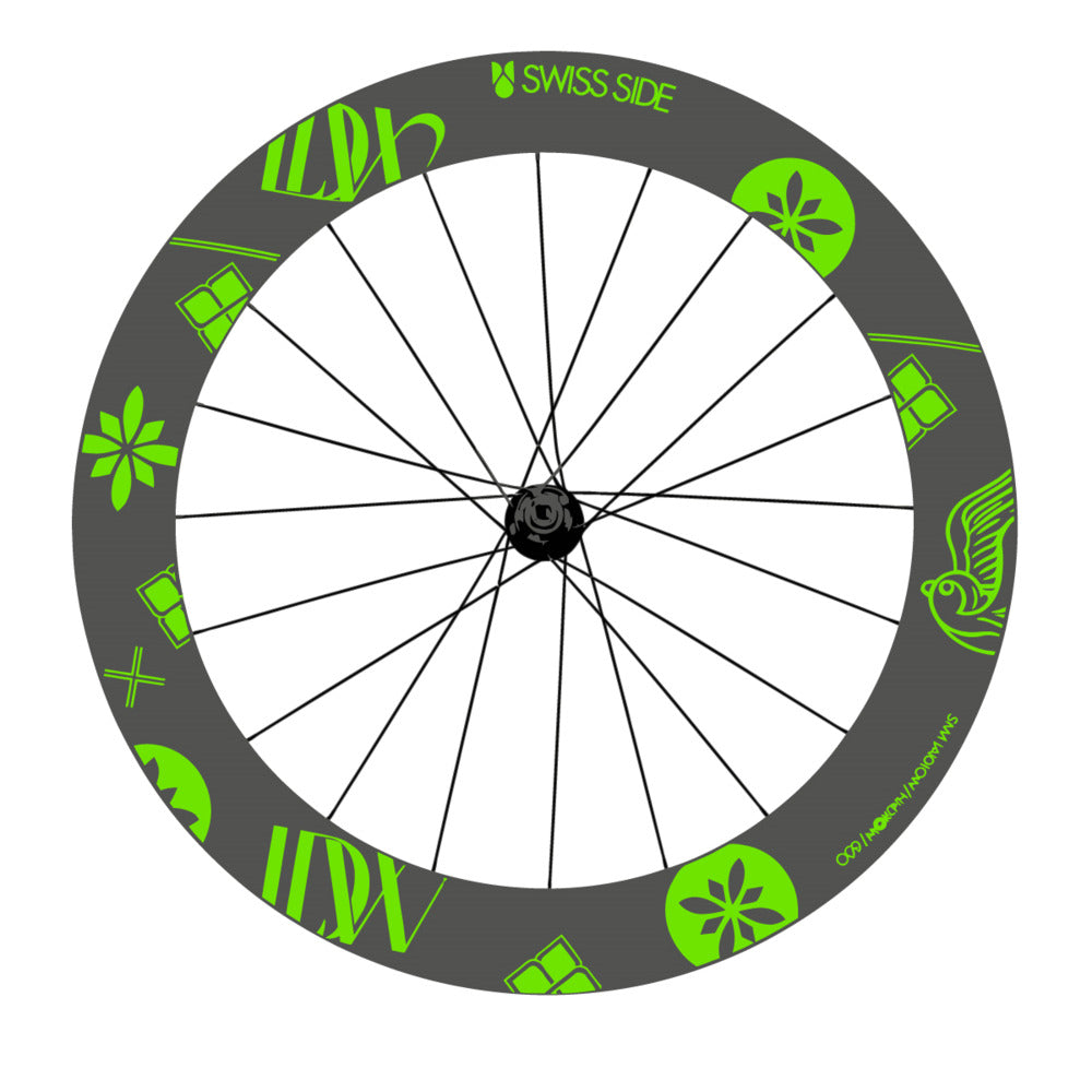 Stickers for Swiss Side HADRON³ Ultimate Sam Laidlow Special Edition, Road Wheel vinyl decals - Apple Green
