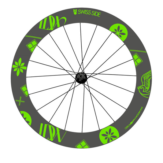 Stickers for Swiss Side HADRON³ Ultimate Sam Laidlow Special Edition, Road Wheel vinyl decals - Apple Green
