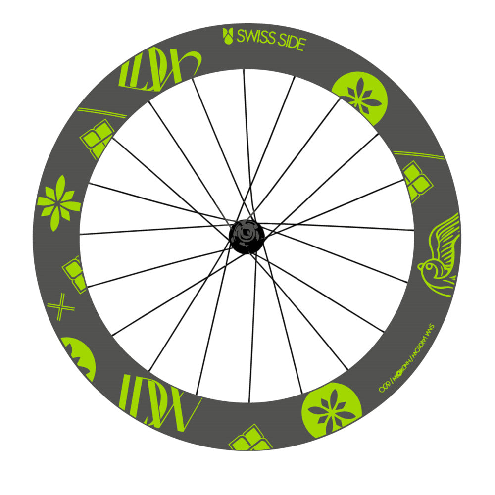 Stickers for Swiss Side HADRON³ Ultimate Sam Laidlow Special Edition, Road Wheel vinyl decals - Lime Green