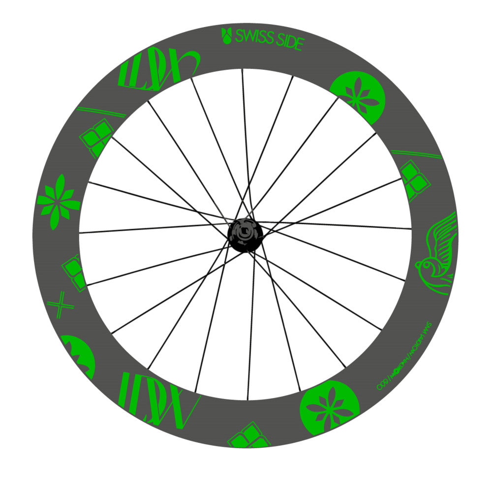Stickers for Swiss Side HADRON³ Ultimate Sam Laidlow Special Edition, Road Wheel vinyl decals - Grass Green