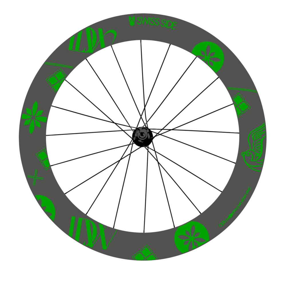 Stickers for Swiss Side HADRON³ Ultimate Sam Laidlow Special Edition, Road Wheel vinyl decals - Green