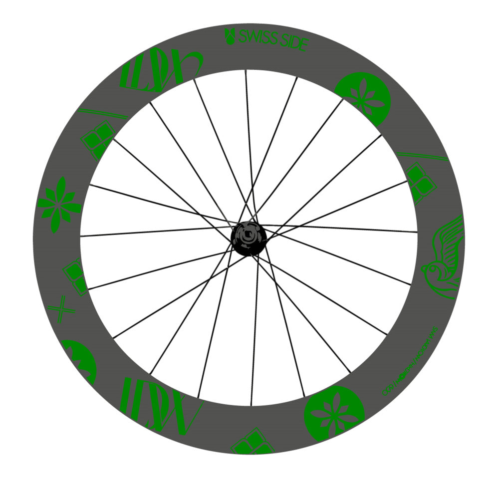 Stickers for Swiss Side HADRON³ Ultimate Sam Laidlow Special Edition, Road Wheel vinyl decals - Medium Green