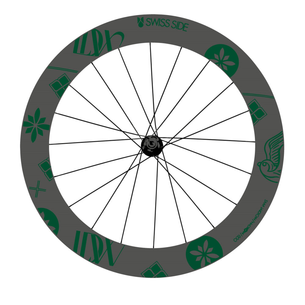 Stickers for Swiss Side HADRON³ Ultimate Sam Laidlow Special Edition, Road Wheel vinyl decals - Dark Green