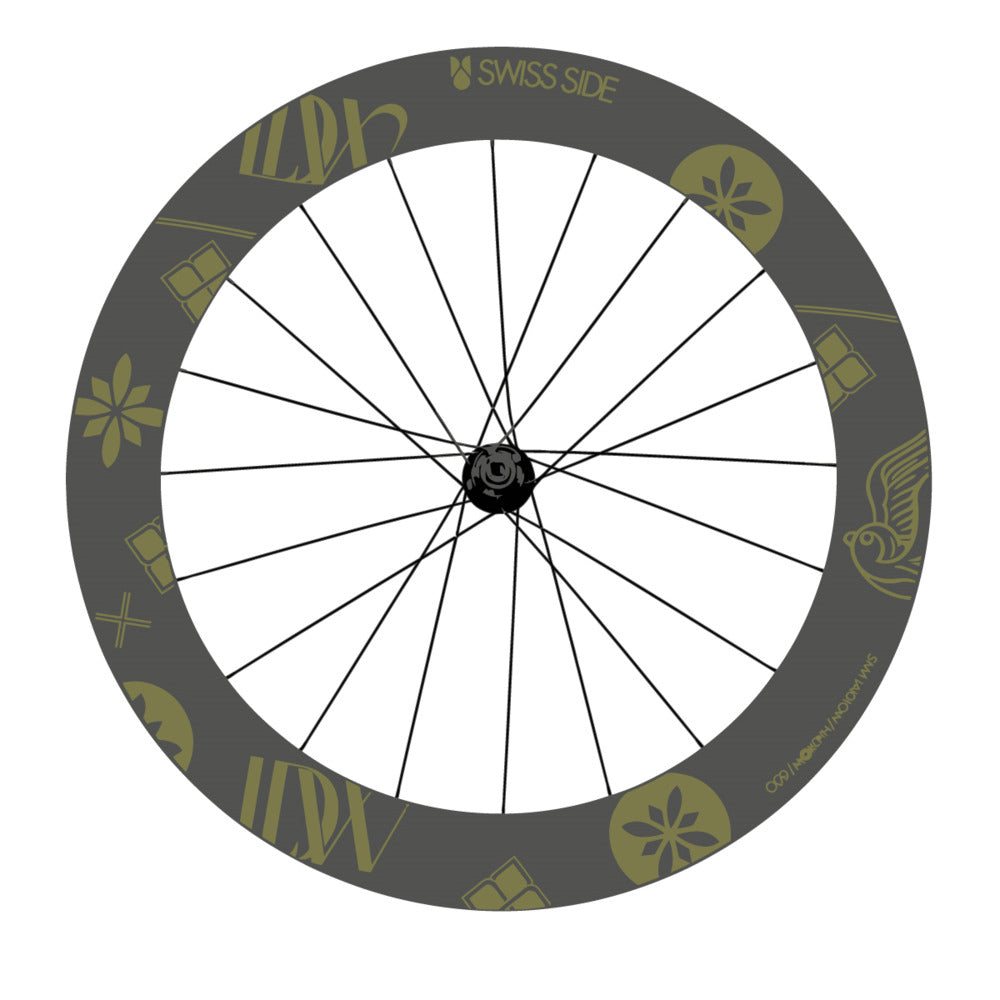 Stickers for Swiss Side HADRON³ Ultimate Sam Laidlow Special Edition, Road Wheel vinyl decals - Khaki