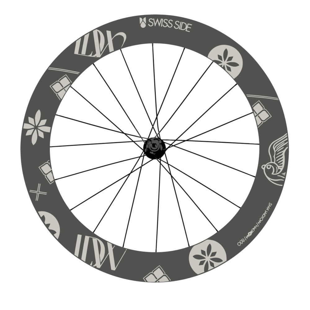 Stickers for Swiss Side HADRON³ Ultimate Sam Laidlow Special Edition, Road Wheel vinyl decals - Light Grey