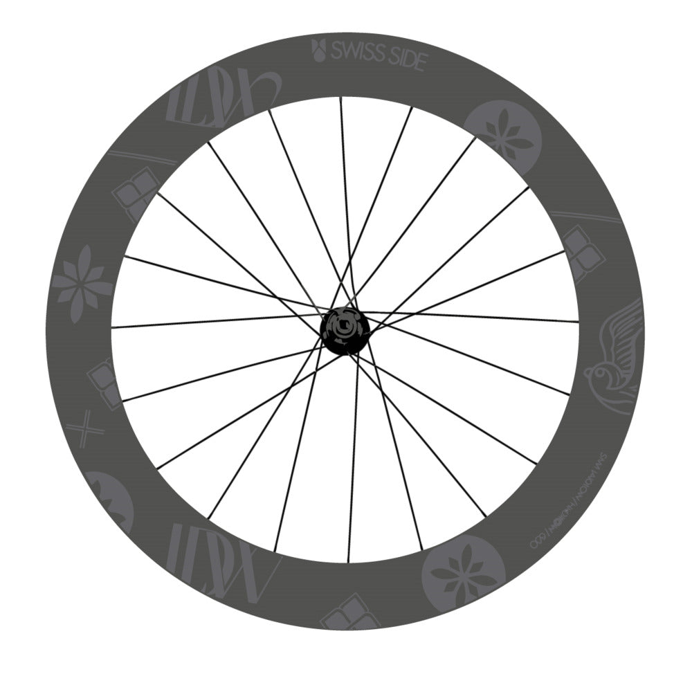 Stickers for Swiss Side HADRON³ Ultimate Sam Laidlow Special Edition, Road Wheel vinyl decals - Medium Grey