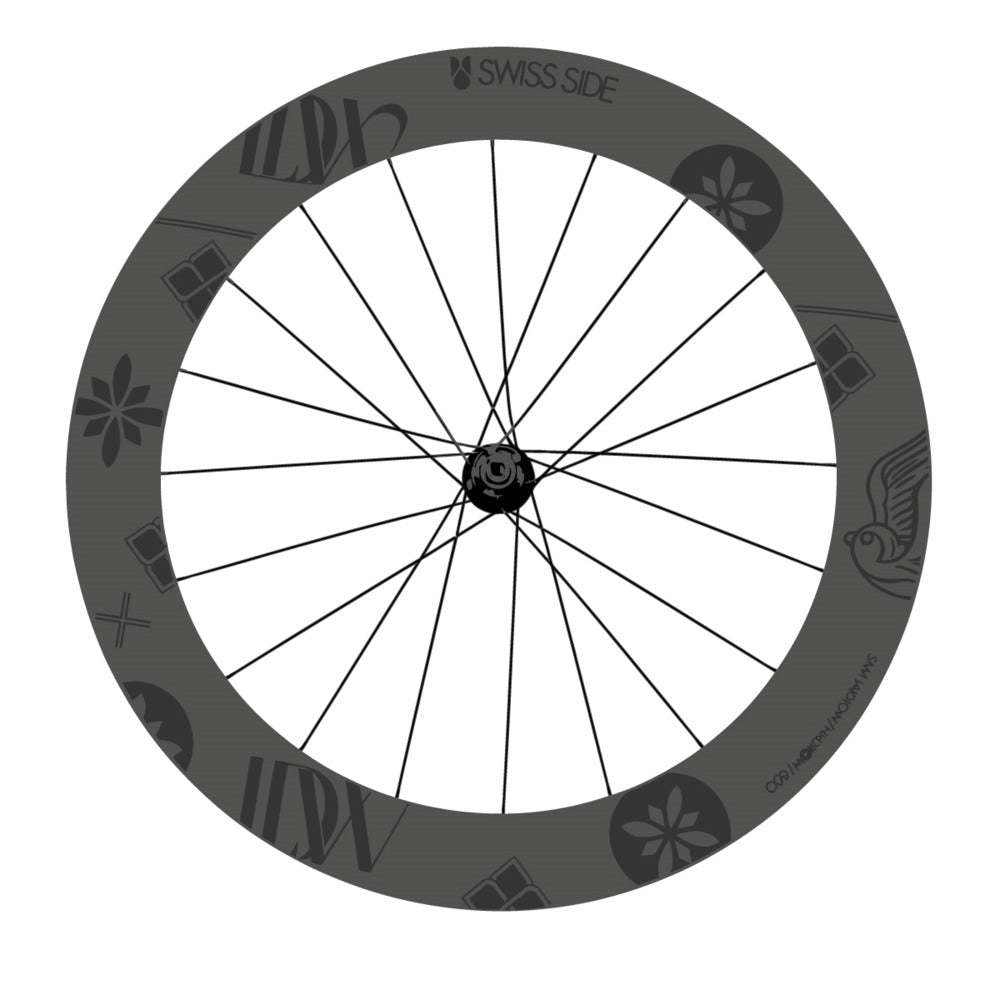 Stickers for Swiss Side HADRON³ Ultimate Sam Laidlow Special Edition, Road Wheel vinyl decals - Very Dark Grey