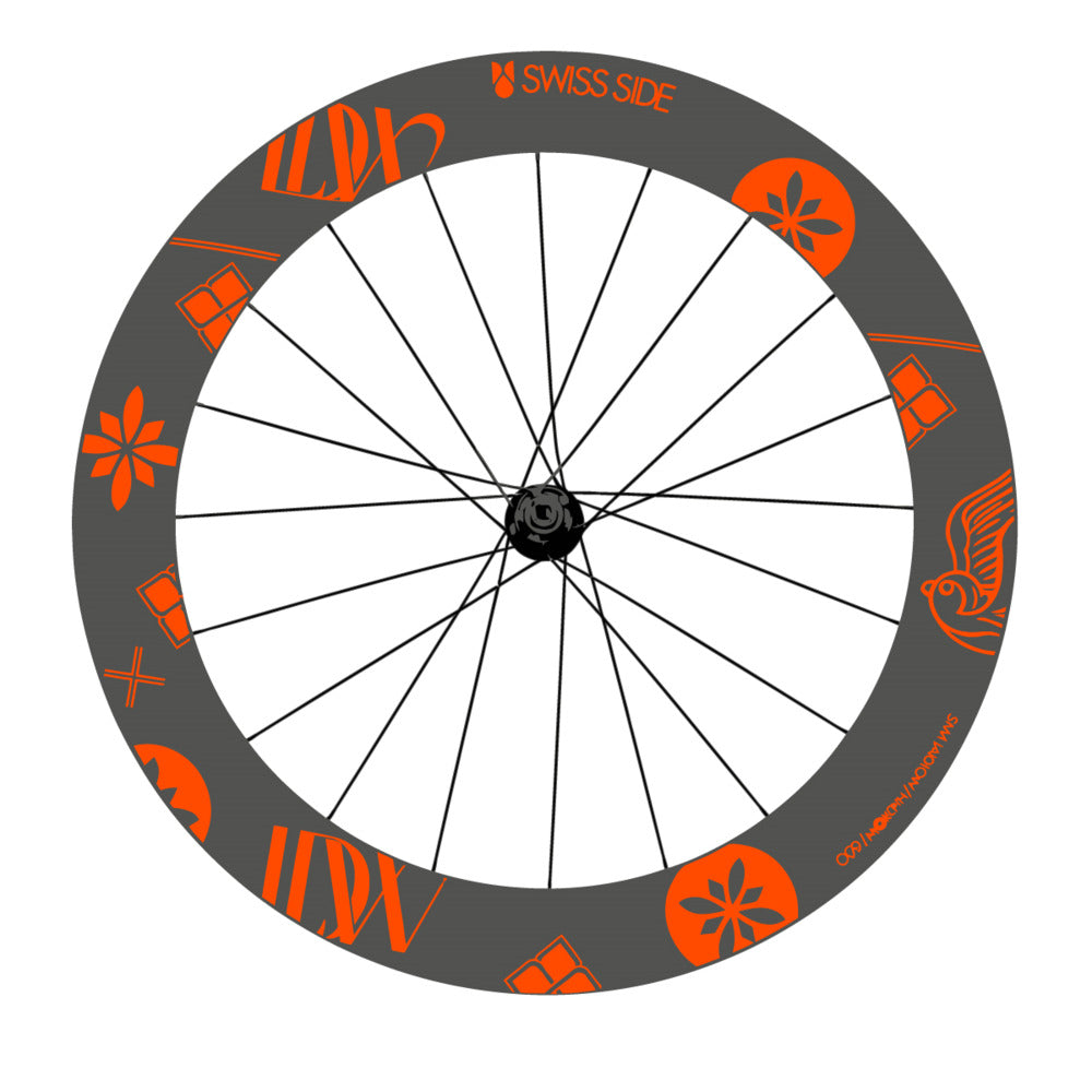 Stickers for Swiss Side HADRON³ Ultimate Sam Laidlow Special Edition, Road Wheel vinyl decals - Orange Neon