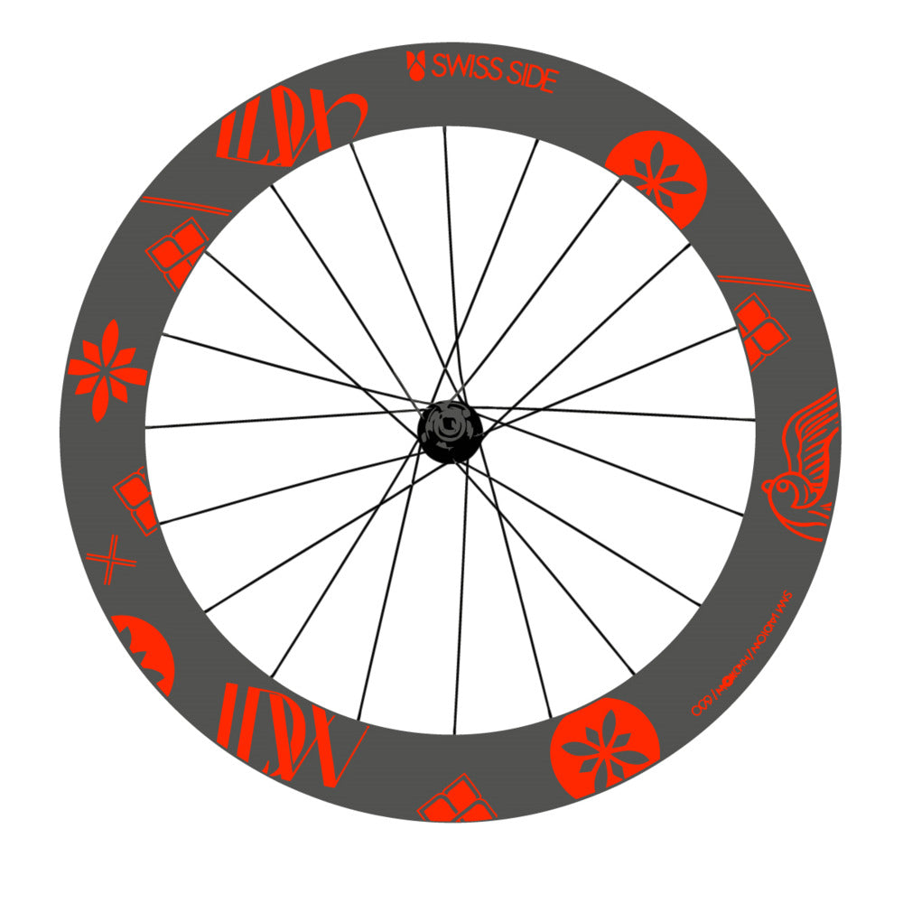 Stickers for Swiss Side HADRON³ Ultimate Sam Laidlow Special Edition, Road Wheel vinyl decals - Neon Red