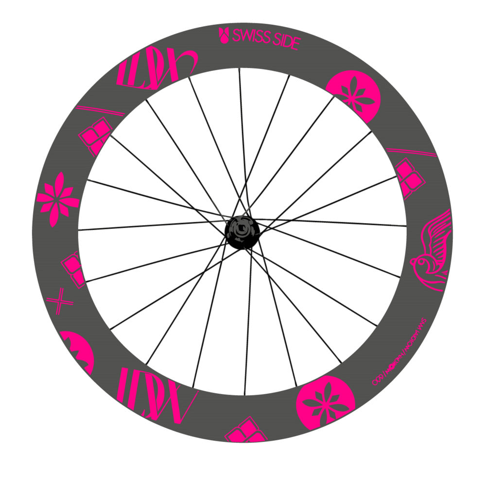 Stickers for Swiss Side HADRON³ Ultimate Sam Laidlow Special Edition, Road Wheel vinyl decals - Neon Pink