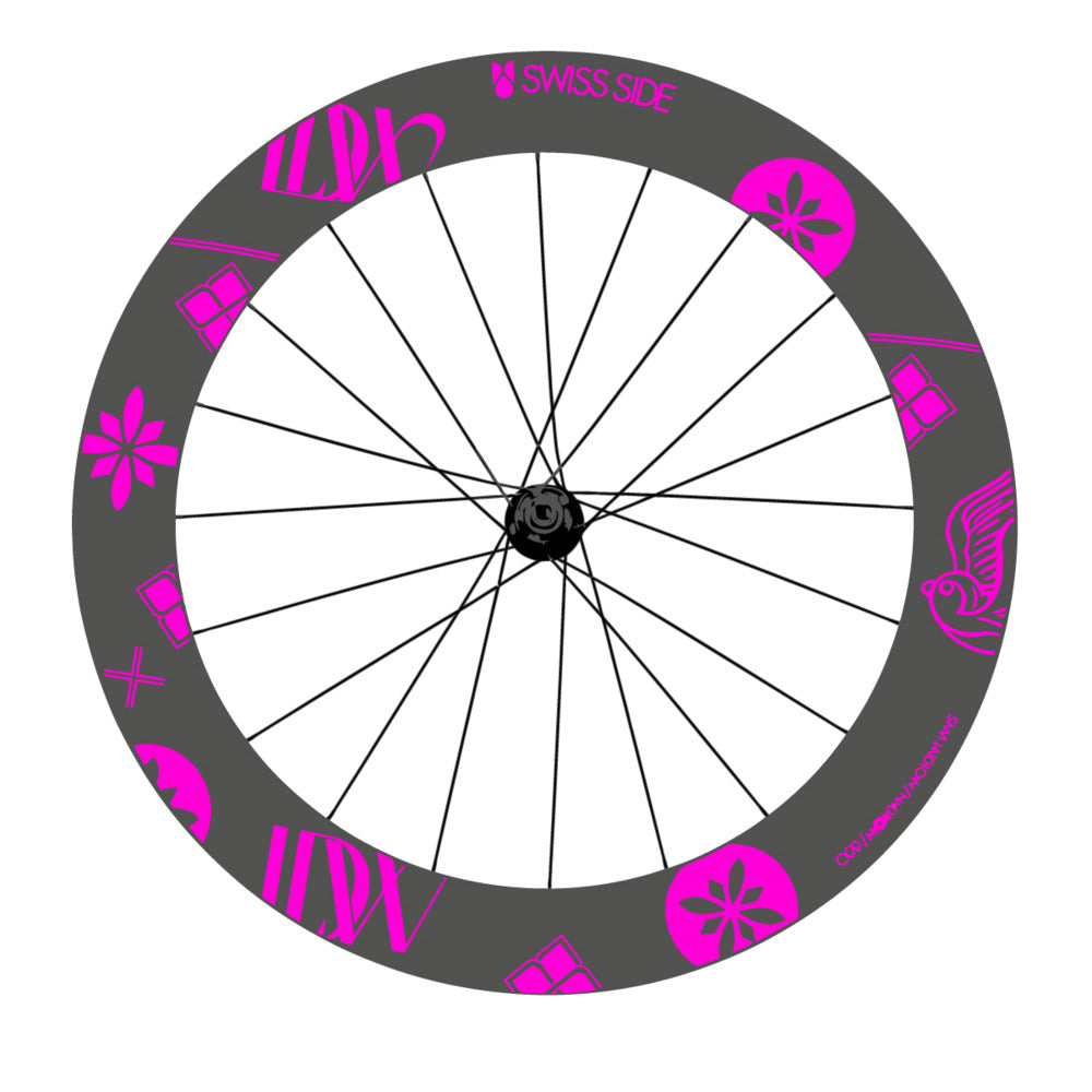 Stickers for Swiss Side HADRON³ Ultimate Sam Laidlow Special Edition, Road Wheel vinyl decals - Fuchsia Neon