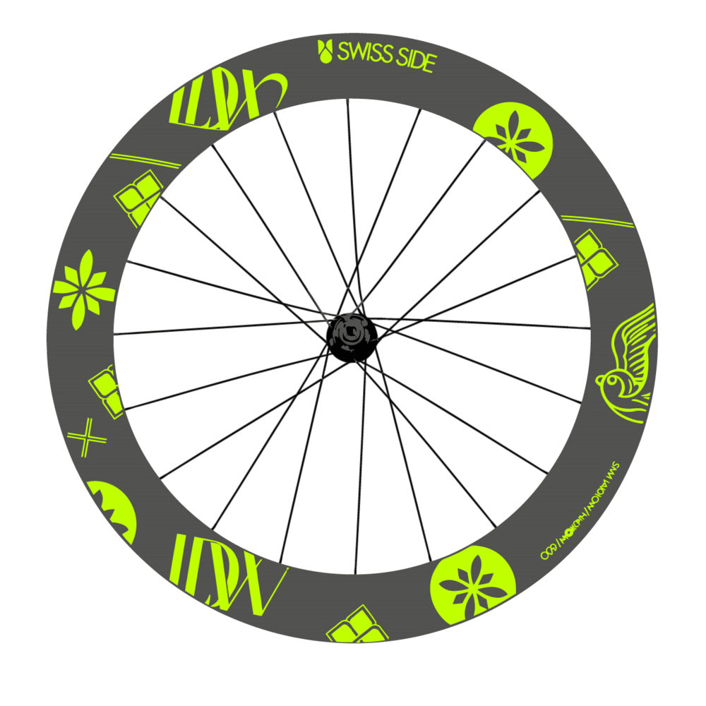 Stickers for Swiss Side HADRON³ Ultimate Sam Laidlow Special Edition, Road Wheel vinyl decals - Lime Neon
