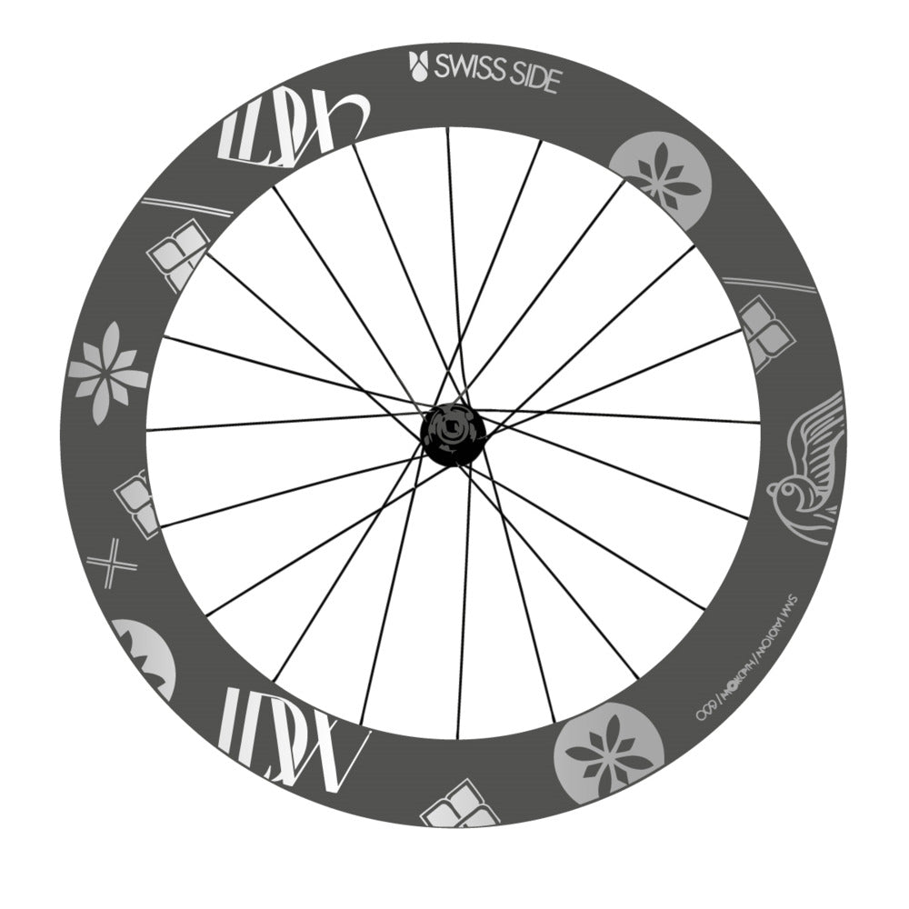 Stickers for Swiss Side HADRON³ Ultimate Sam Laidlow Special Edition, Road Wheel vinyl decals - Light Silver