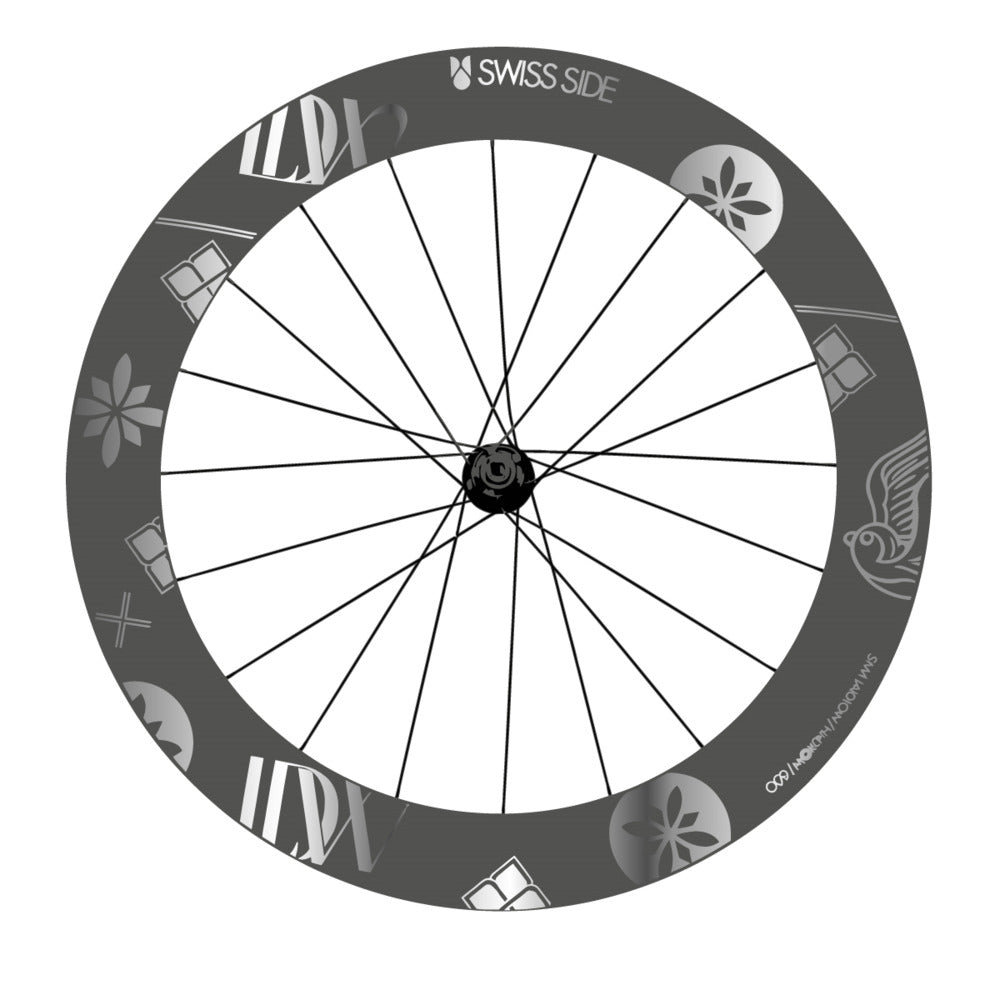 Stickers for Swiss Side HADRON³ Ultimate Sam Laidlow Special Edition, Road Wheel vinyl decals - Chrome Silver