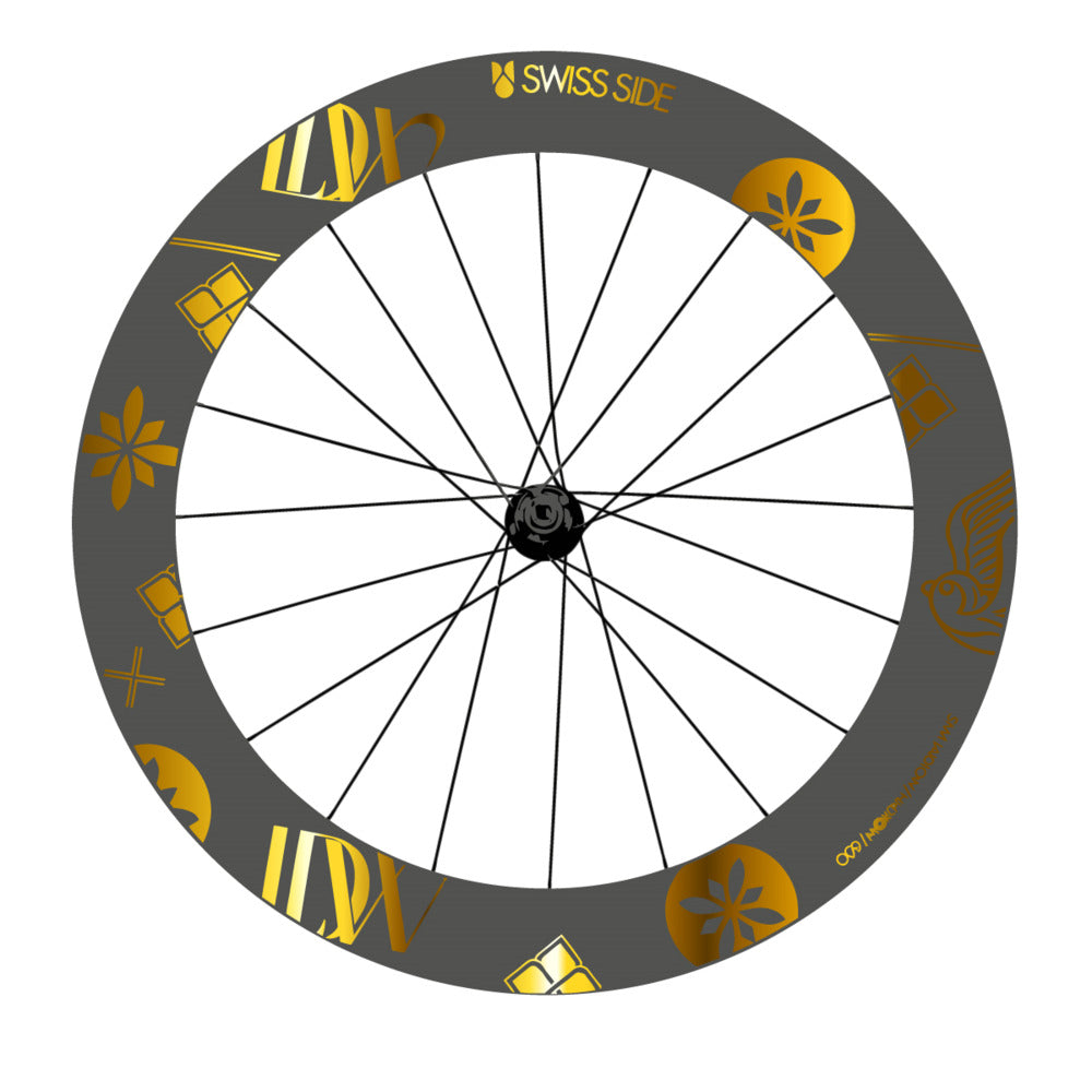 Stickers for Swiss Side HADRON³ Ultimate Sam Laidlow Special Edition, Road Wheel vinyl decals - Chrome Gold