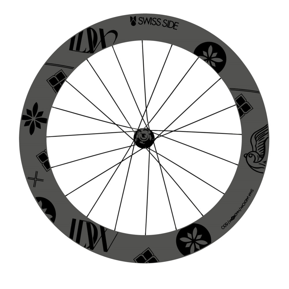Stickers for Swiss Side HADRON³ Ultimate Sam Laidlow Special Edition, Road Wheel vinyl decals - Black