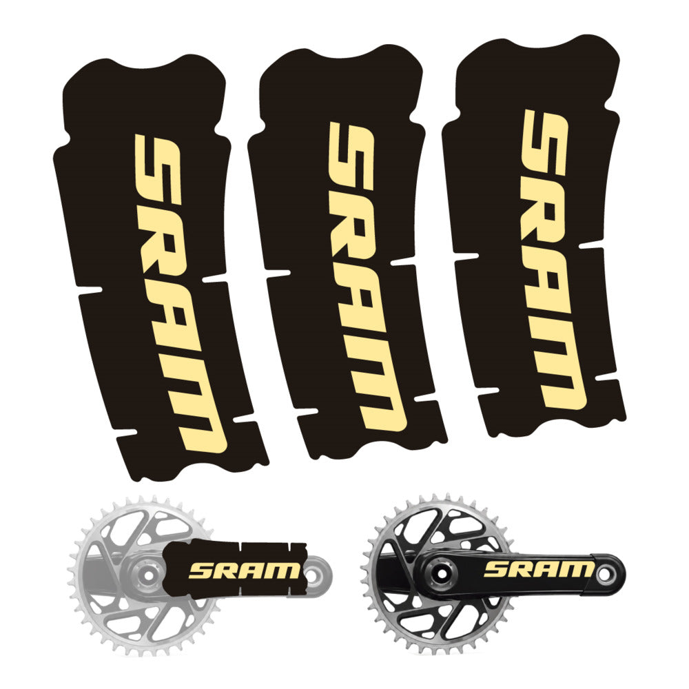 Stickers for SRAM Cranks, 3-Piece vinyl decals - Cream