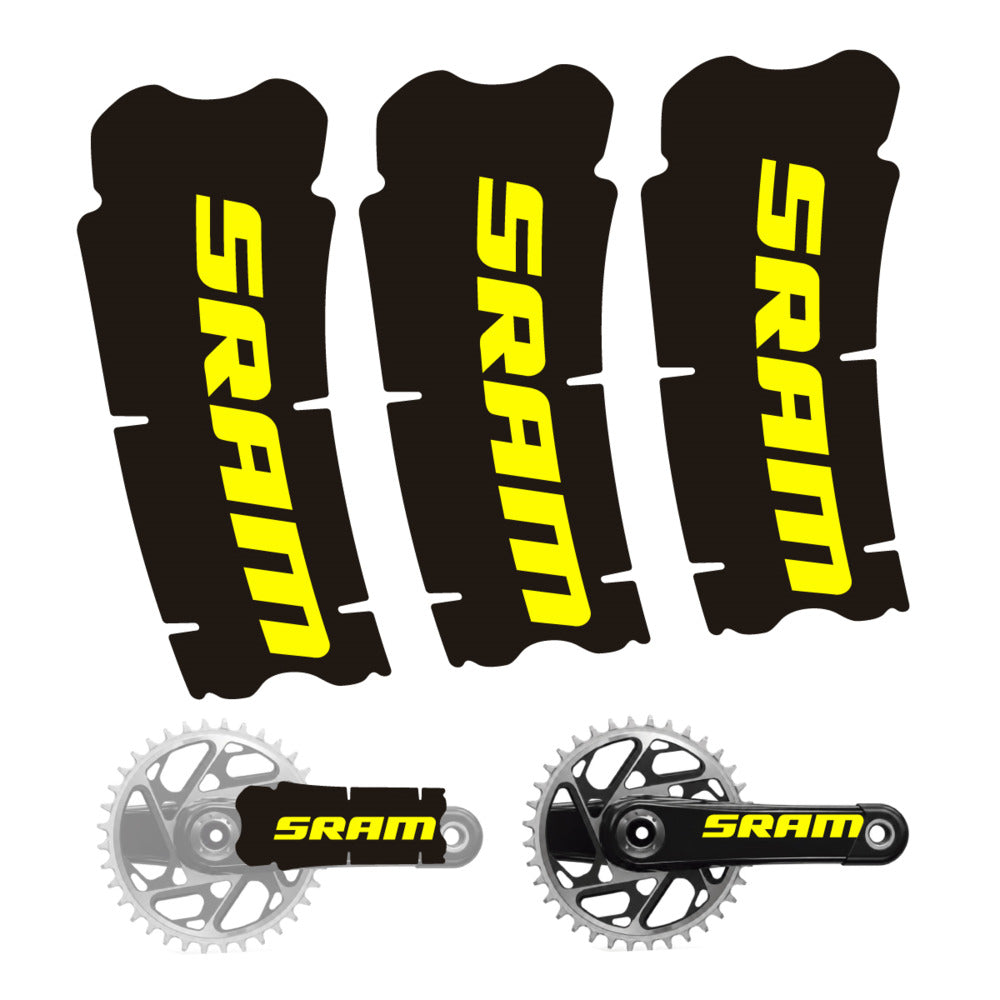 Stickers for SRAM Cranks, 3-Piece vinyl decals - Lemon Yellow