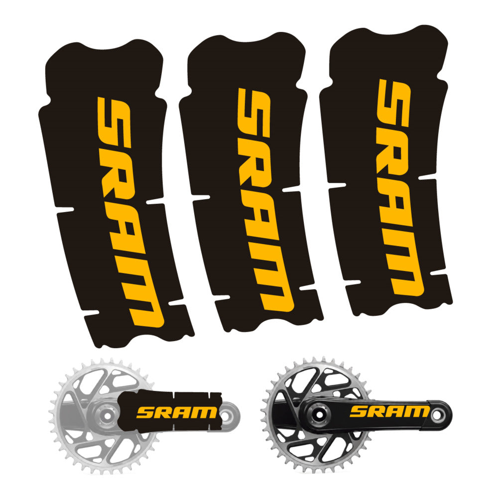 Stickers for SRAM Cranks, 3-Piece vinyl decals - Medium Yellow