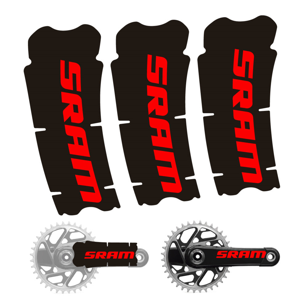 Stickers for SRAM Cranks, 3-Piece vinyl decals - Orange Red