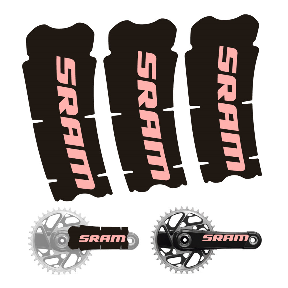 Stickers for SRAM Cranks, 3-Piece vinyl decals - Salmon Pink