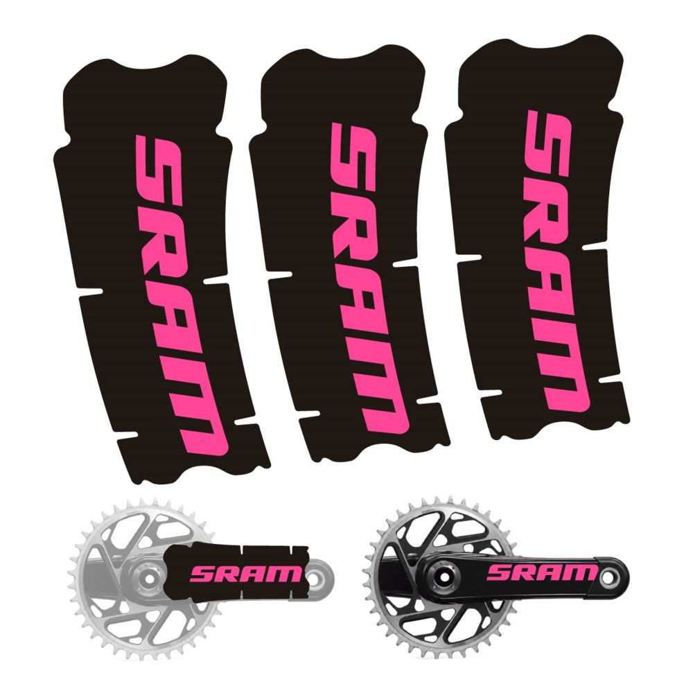 Stickers for SRAM Cranks, 3-Piece vinyl decals - Bubblegum Pink