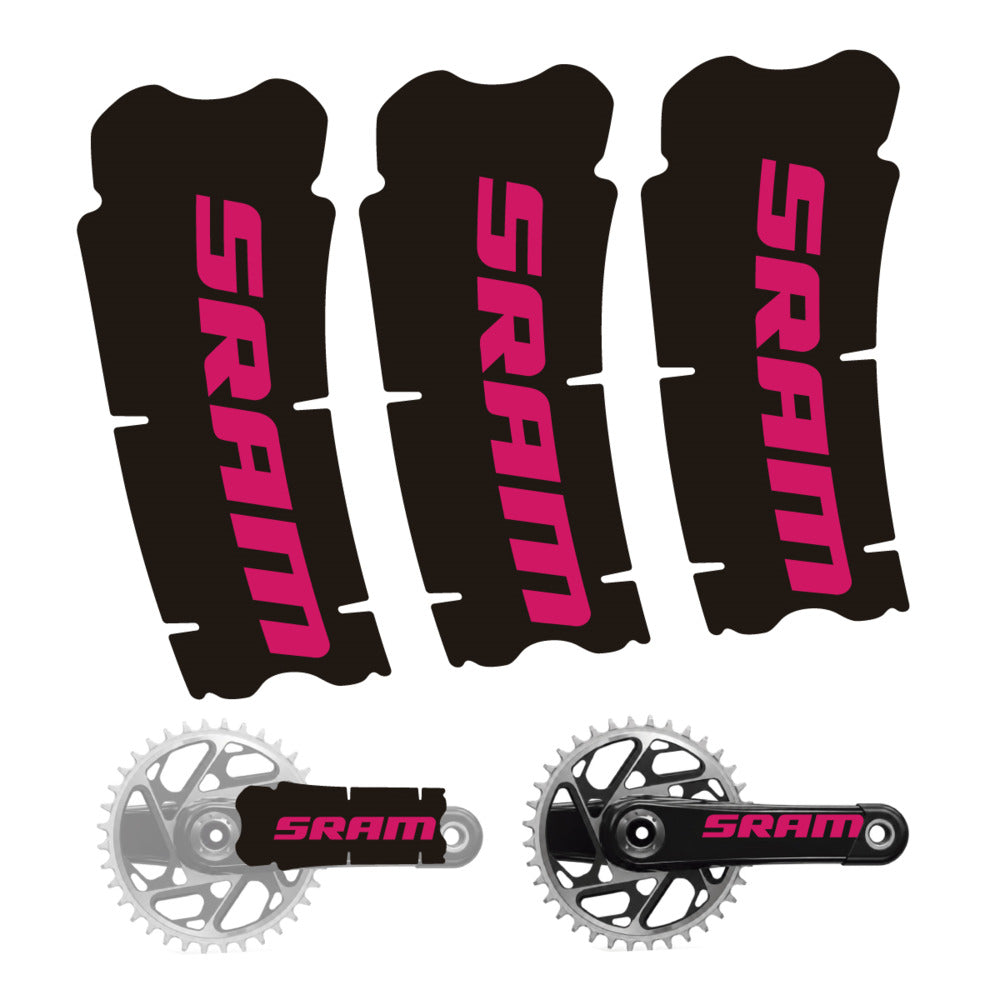 Stickers for SRAM Cranks, 3-Piece vinyl decals - Dark Pink