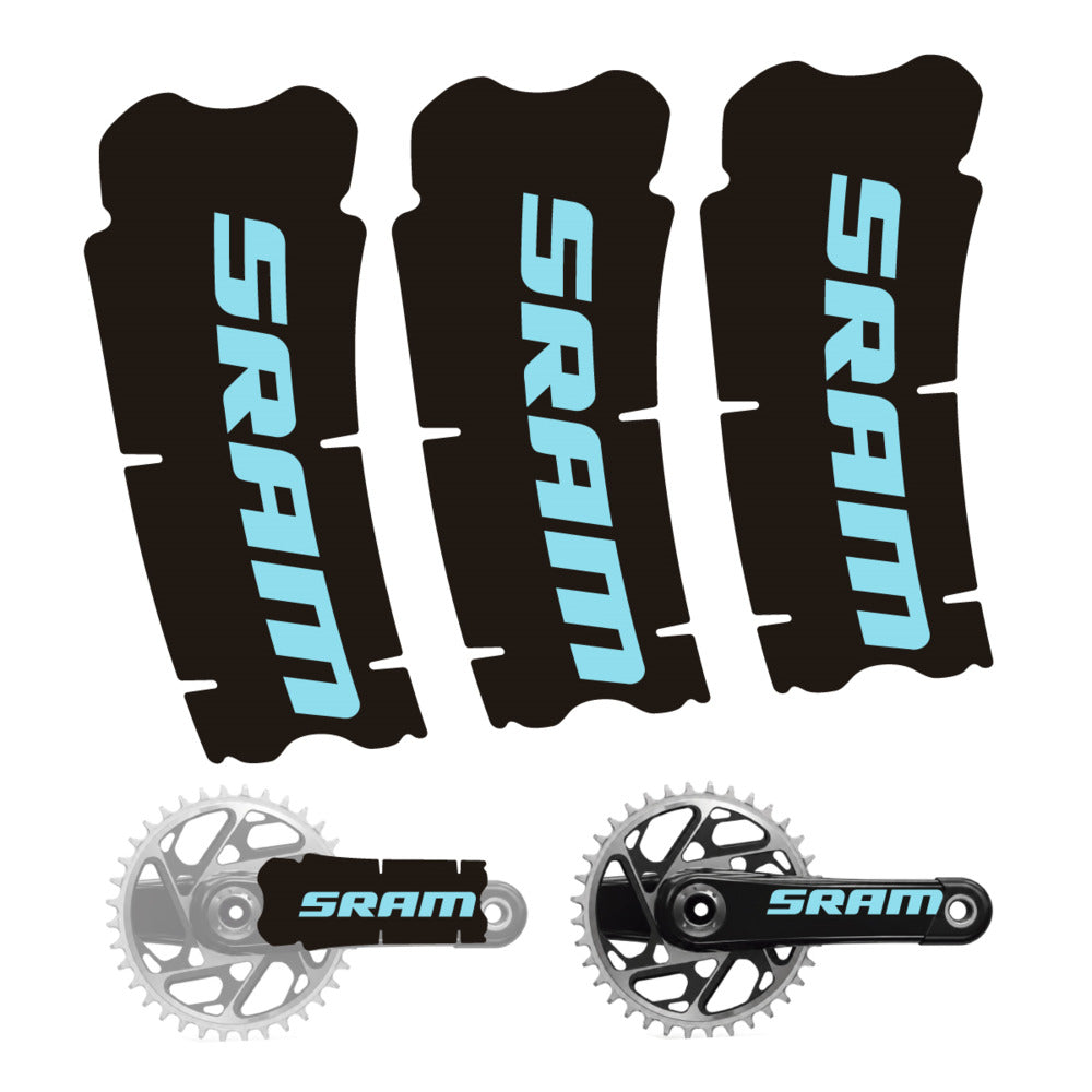 Stickers for SRAM Cranks, 3-Piece vinyl decals - Sky Blue