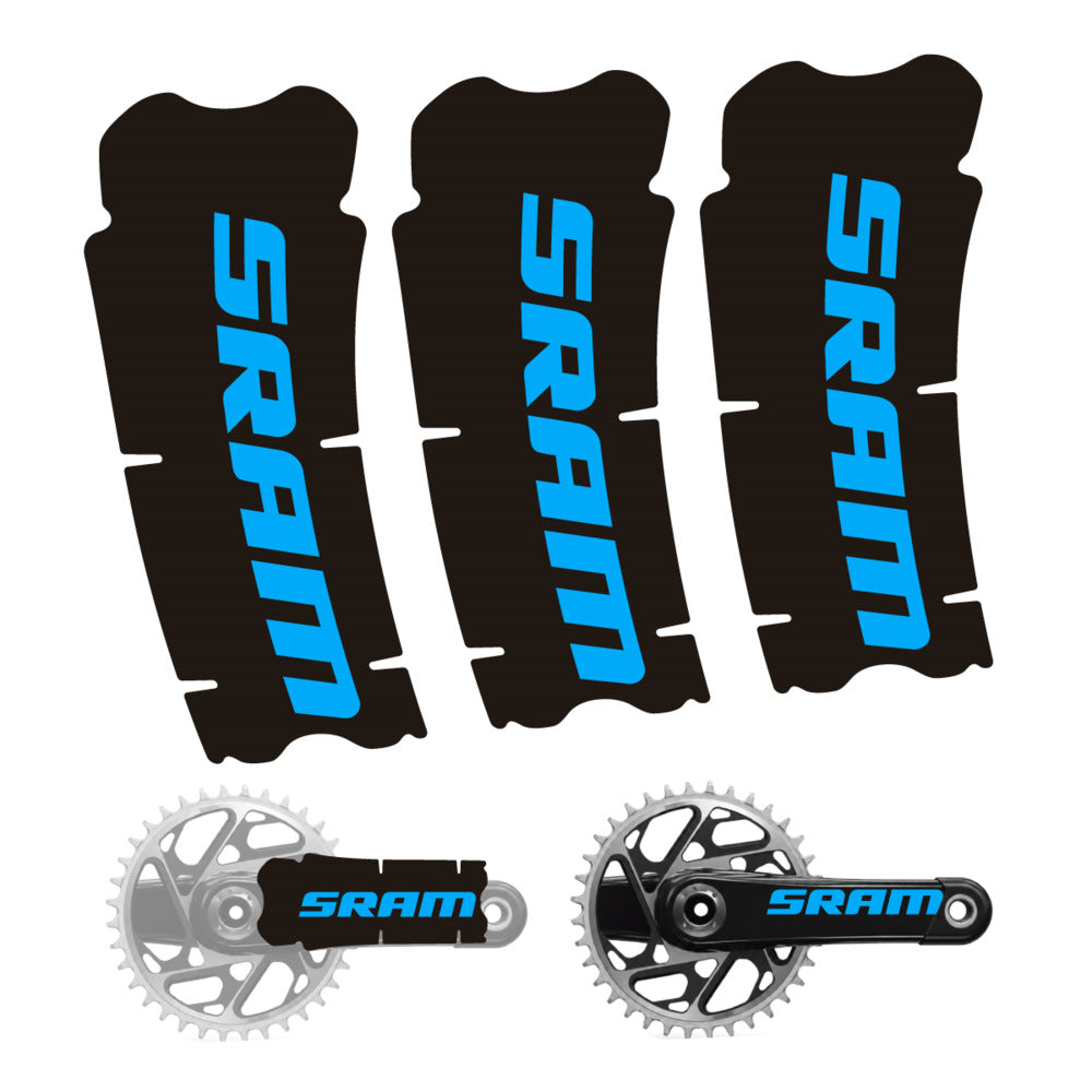 Stickers for SRAM Cranks, 3-Piece vinyl decals - Light Blue