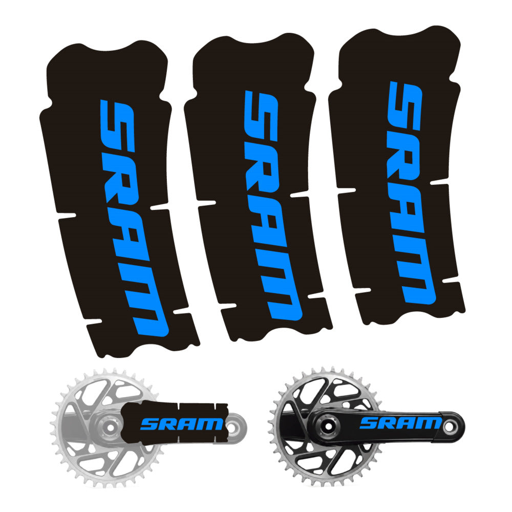 Stickers for SRAM Cranks, 3-Piece vinyl decals - Luminous Cyan
