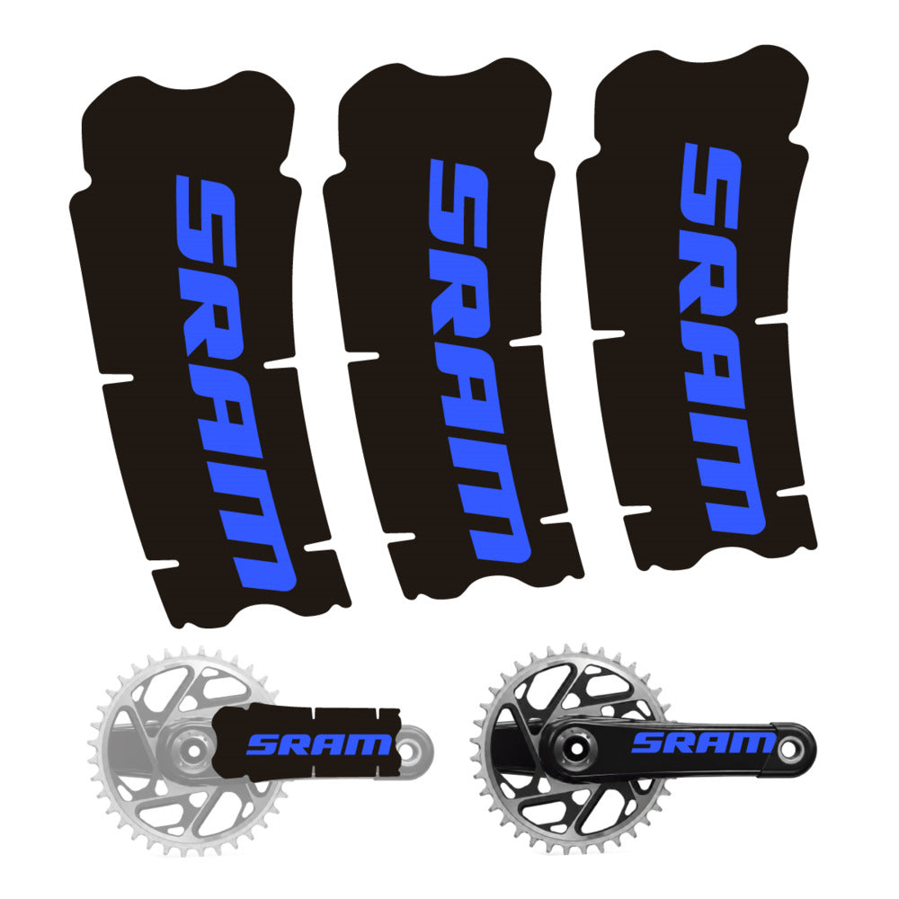 Stickers for SRAM Cranks, 3-Piece vinyl decals - Medium Blue