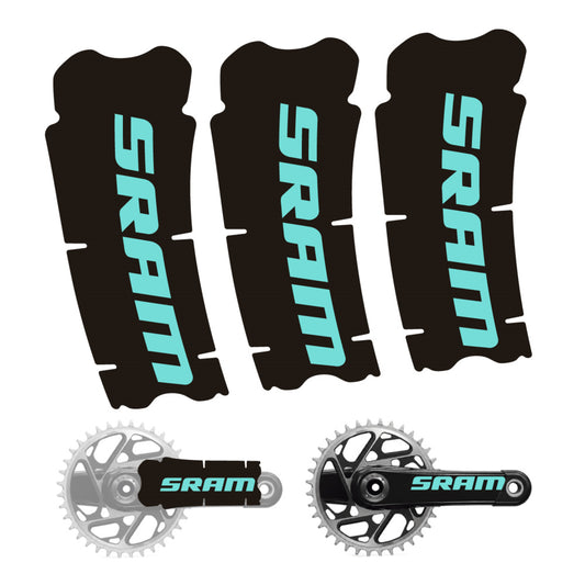 Stickers for SRAM Cranks, 3-Piece vinyl decals - Blue Green