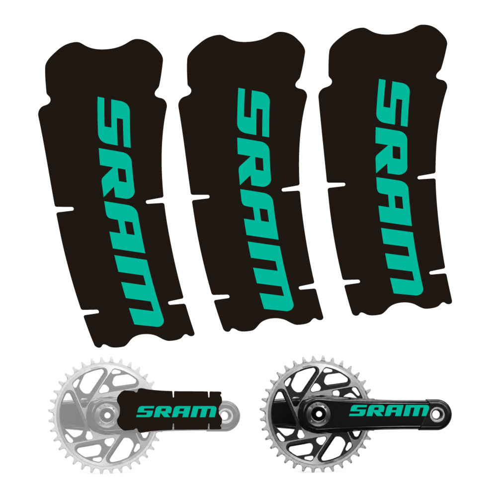 Stickers for SRAM Cranks, 3-Piece vinyl decals - Green Turquoise