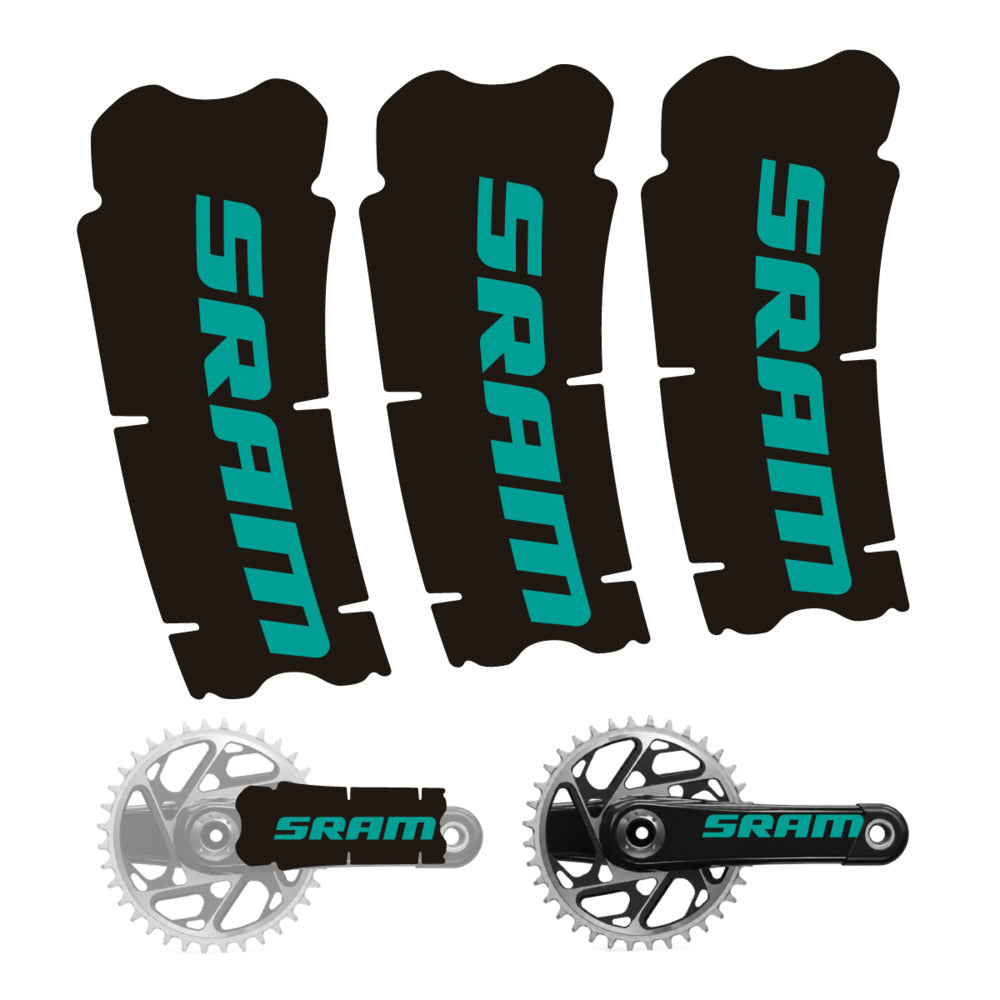 Stickers for SRAM Cranks, 3-Piece vinyl decals - Petrol Turquoise