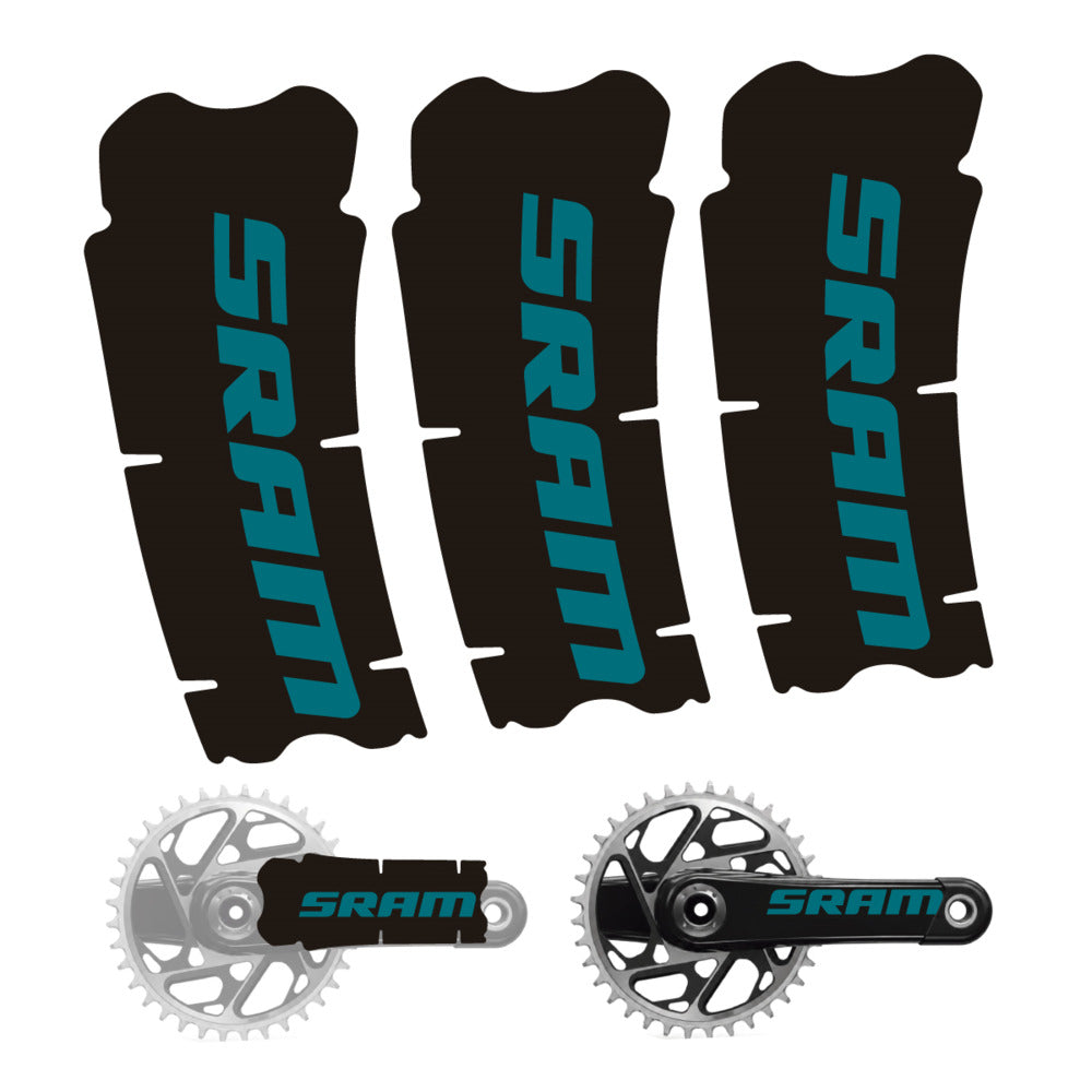 Stickers for SRAM Cranks, 3-Piece vinyl decals - Dark Turquoise