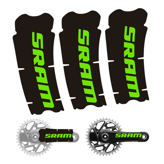 Stickers for SRAM Cranks, 3-Piece vinyl decals - Apple Green