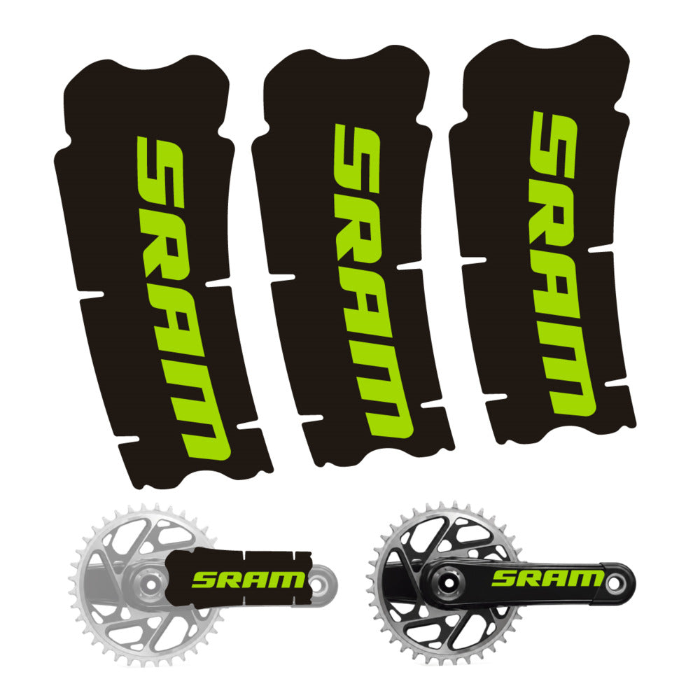 Stickers for SRAM Cranks, 3-Piece vinyl decals - Lime Green