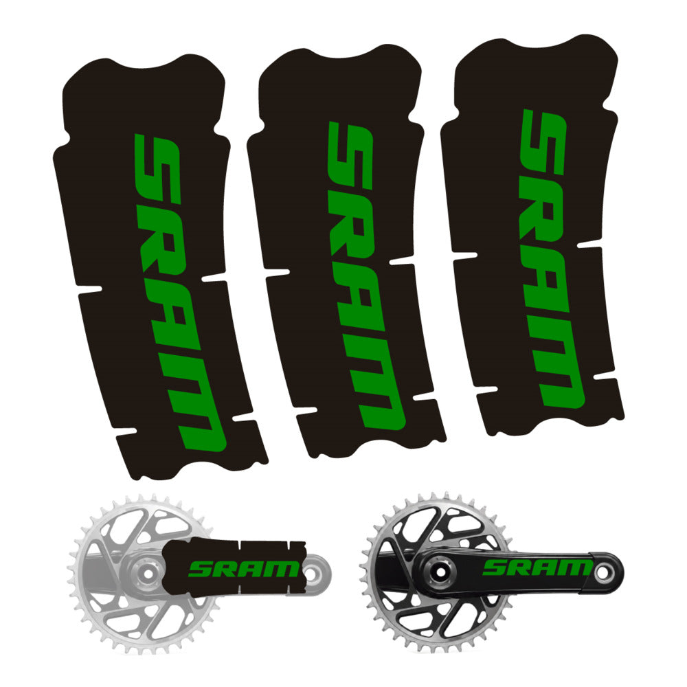 Stickers for SRAM Cranks, 3-Piece vinyl decals - Medium Green